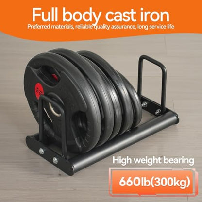 Weight Plate Rack - Modular Olympic Bumper Plate Rack 660 LBS | Heavy-duty welded steel holds up to 660 lbs, anti-pinch wide slots for easy plate changes, modular fit for Olympic bumpers