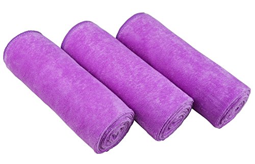 16" x 32"Gym Towels for Men & Women Microfiber Sports Towel Set Fast Drying & Absorbent Workout Sweat Towels for Fitness,Yoga, Golf,Camping 3-Pack Gift - color: Purplex3