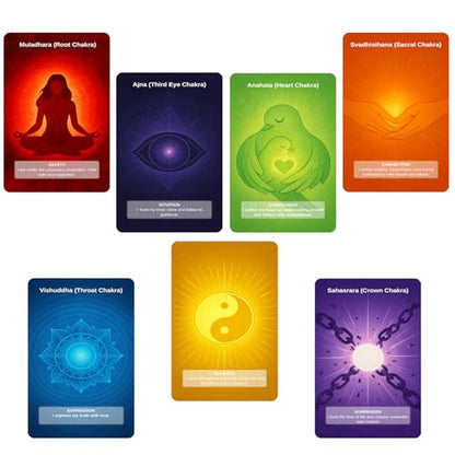 Chakra Intention Oracle Cards, 49 oracle card with meanings on them Reflection Deck for Mindfulness, Intention Setting Meditation, Seven Chakra Inspired Oracle Cards for Self-Reflection Personal Gro