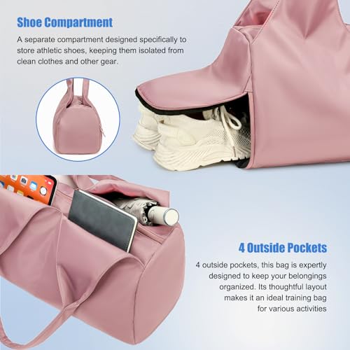 Forestfish Gym Bag For Women With Shoes Compartment & Wet Dry - color: Pink