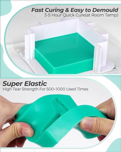 Nicpro 250oz Silicone Mold Making Kit 20A, Platinum Liquid Silicones Rubber | for Mold Maker, Jade Green Flexible & Food Safe Mix Ratio 1:1 for Casting 3D Resins Molds DIY with Gloves, Sticks & Cups - size: 250oz