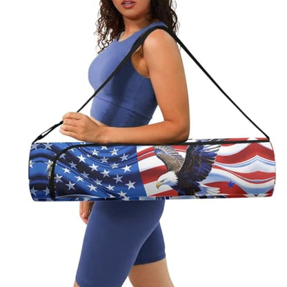 Yoga Mat Bag for Women & Men Full-Zip Yoga Mat Carrier Bag for Class Workout Park with Adjustable Strap - color: American Flag Eagle1