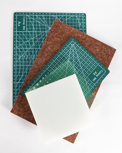 5 Pcs Leather Punch Pads Set， A4+A5 Self Healing Cutting Mats, 15x15cm Rubber And PP Punching Pads, Brown Sound Absorbing Pad, DIY Craft Tools for Leatherworking, Sewing, Quilting
