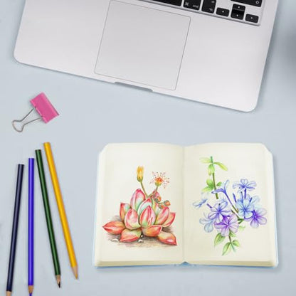 Mifuner Small Rectangle 3.5x5.5 200 Sheets 105gsm Mini Notebooks Blank Pages Sketchbooks Pocket Paint Writing Diary Memo PU Leather Cover Blue - color: 105gsm-PU Cover-Blue