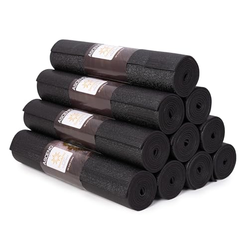 Ascend 6mm Thick Yoga Mat, 4 Pack, 72x24in - color: Black, size: 10 Pack