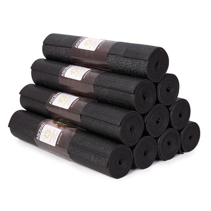 Ascend 6mm Thick Yoga Mat, 4 Pack, 72x24in - color: Black, size: 10 Pack