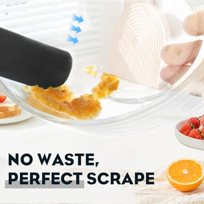 3pcs Silicone Jar Spatulas 10in Long Skinny Heat-Resistant, Narrow Spatula Set for Scraping Peanut Butter, Sourdough, Jam in Small Containers, Blenders & Baking (Black) - color: Black