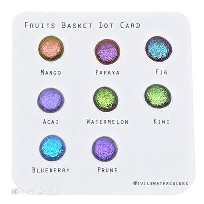IUILE Handmade Watercolor Paints - Fruits Basket Dot Card (8 colors). Color Shift, Metallic, Shiny, Shimmer - color: Fruits Basket Dot
