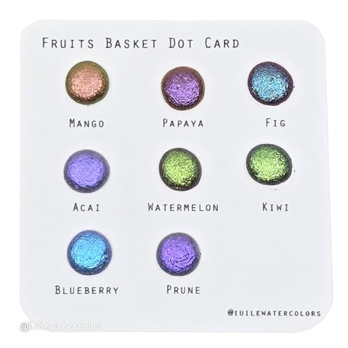 IUILE Handmade Watercolor Paints - Fruits Basket Dot Card (8 colors). Color Shift, Metallic, Shiny, Shimmer - color: Fruits Basket Dot