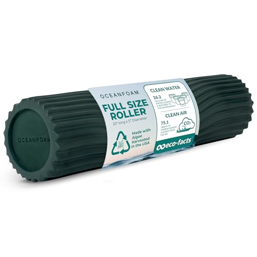 Oceanfoam Tidal Roller - Hunter - Muscle Massage Foam Roller for Back Pain & Stretching - Firm and Ergonomic Wide Wave Textured - Yoga, Athletics, & Wellness - Full Size, 20" x 5" - color: Hunter