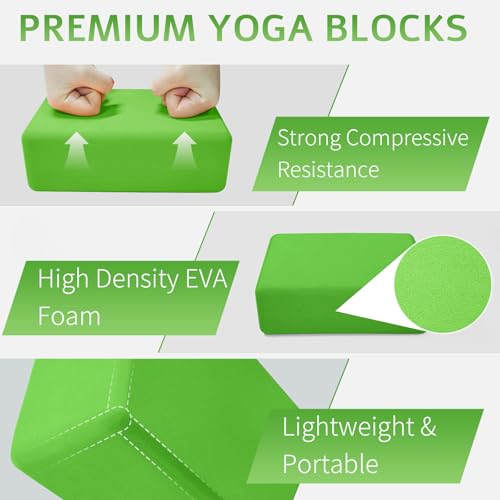 2 Pack Yoga Blocks, Lightweight 3x6x9in Yoga Bricks - color: 2PACK-Green