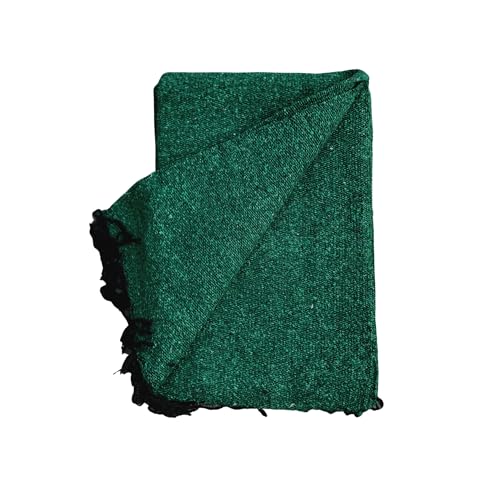 Open Road Goods Solid Color Mexican Yoga Blanket – Large Handwoven Throw for Yoga, Beach, Camping or Home – Soft and Durable Cotton Blend - color: Green Blanket