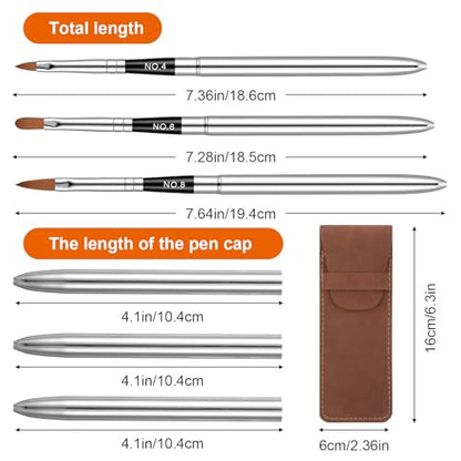 3 Pcs Travel Water Color Brushes, Mini Watercolor Travel Set with Leather Pouch for Watercolors Gouache Acrylics Ink Painting