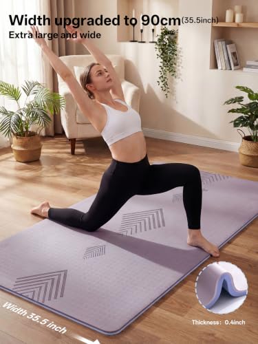 EaseUp Large Yoga Mat 73x35.5x0.4",10mm Thick Non-Slip for Home Workout - color: Dusty Purple