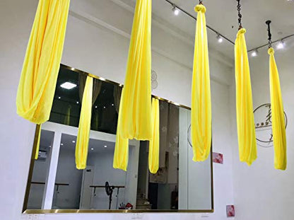 F.Life Aerial Silk Yoga Hammock & Swing for yoga Inversion,Strength training,starter hardware kit - color: yellow