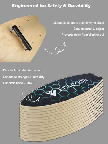Balance Board for Adult with Adjustable Stoppers: 3 Modes Wobble Board with Roller Exercise Balancing Stability Trainer for Improve Balance Non Slip Surface - size: 30.5*11.8 inch