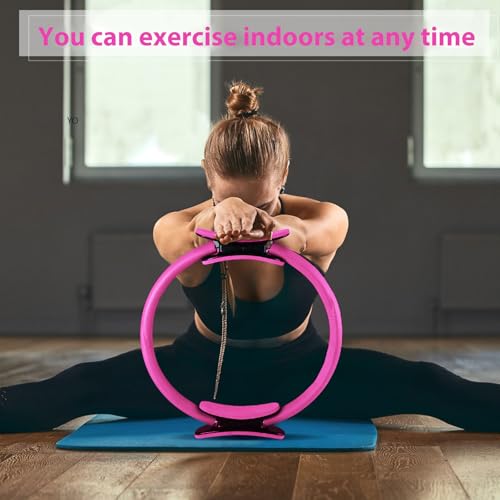 Syhood Pilates Ring 11. 81 Inch Pilates Circle Yoga Ring Magic Lightweight Flexible Workout Equipment for Fitness Physical Therapy Resistance Exercise Arms Legs - color: Pink