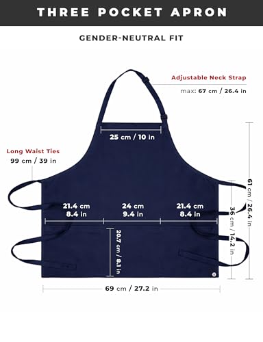 Chef Works Unisex Three Pocket Apron - color: Navy