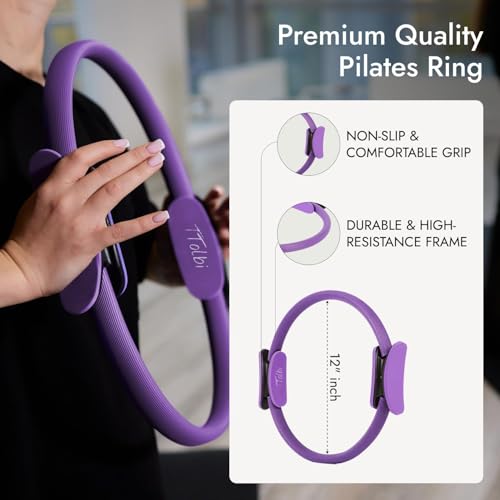 Pilates Ring and Ball Set with Video Tutorials, 10-in-1 Home Pilates Kit - color: Luxury Purple
