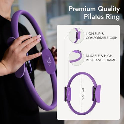 Pilates Ring and Ball Set with Video Tutorials, 10-in-1 Home Pilates Kit - color: Luxury Purple