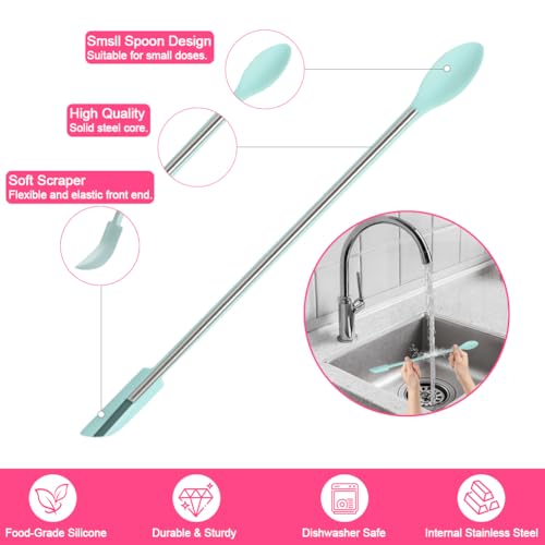 9 Pieces Mini Silicone Spatula-Makeup Spatula-Small Silicone Spatula-Thin Spatula Set for Skinny Openings-Abnaok Tiny Scraper for Jar,Kitchen Bottles,Cosmetic - size: 2*5