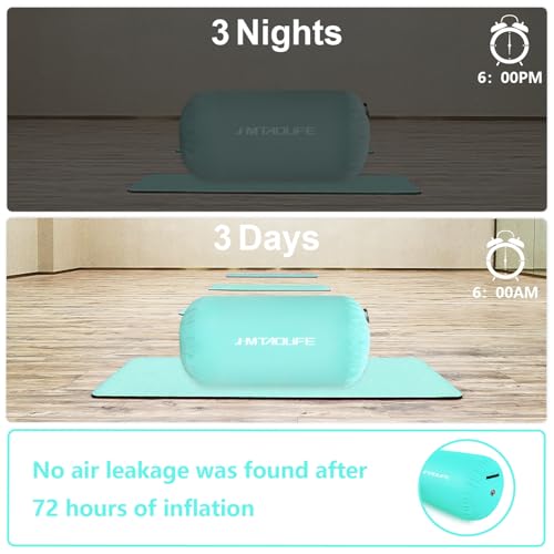 Gymnastics Air Roller Air Barrel, Inflatable Tumble Roller Mat, Air Roller Gymnastics Barrel Kids Back Somersault Backbend Trainer for Yoga Training Cheerleading Home Use - color: Mintgreen, size: 32inch*24inch-have pump