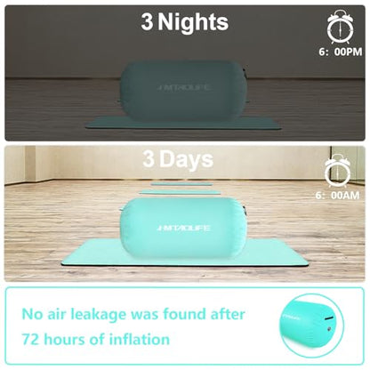 Gymnastics Air Roller Air Barrel, Inflatable Tumble Roller Mat, Air Roller Gymnastics Barrel Kids Back Somersault Backbend Trainer for Yoga Training Cheerleading Home Use - color: Mintgreen, size: 32inch*24inch-have pump