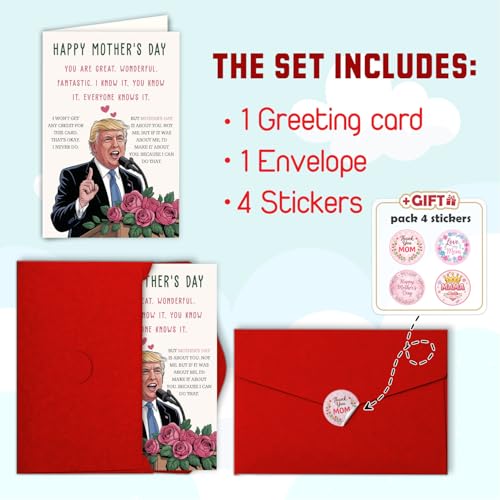Happy Mothers Day Card Funny You Are Great Mom Gift for Mother Her New Mom Bonus Mom Stepmom Wife Sister Cards Gifts from Daughter Son Women Beauty Mother’s Day Greeting Card Envelope 5.3'' x 8" - color: A105