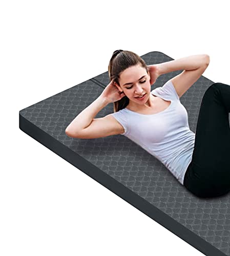 nuveti Large Exercise Mat - 15mm/20mm/30mm Thick Yoga Mat | Workout Mat for Fitness, Yoga, Pilates, Stretching & Floor Exercises for Women & Men with Free Carrying Bag - color: Grey, size: 183X80X15MM