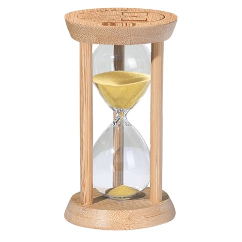 Wooden Sand Timers,5 Minute Bamboo Mini Gold Sand Hourglass for Meditation & Decor, 5 Min Small Reloj De Arena Sandglass for Kitchen, Office, Yoga, Game, Classroom - color: Gold, size: 5 minute