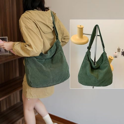 Canvas Tote Bag Casual Hobo Crossbody Shoulder Bag for Women and Men Large Purse Messenger Bag Travel Work - color: 2-green