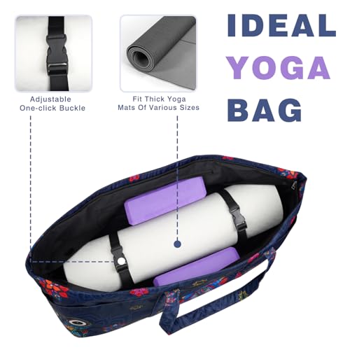 Yoga Mat Bag Yoga Mat Carrier with Shoes Compartment & Wet Pocket Pilates Bag with Zipper Pockets & Yoga Mat Holder Strap Yoga Bags and Carriers Fits All Your Stuff - color: Mandala Owl