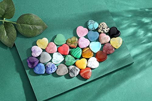 QINJIEJIE 30PCS Heart Crystals Healing Crystal Palm Natural Stone Gemstones - color: Multi-colored - 30pcs Crystal