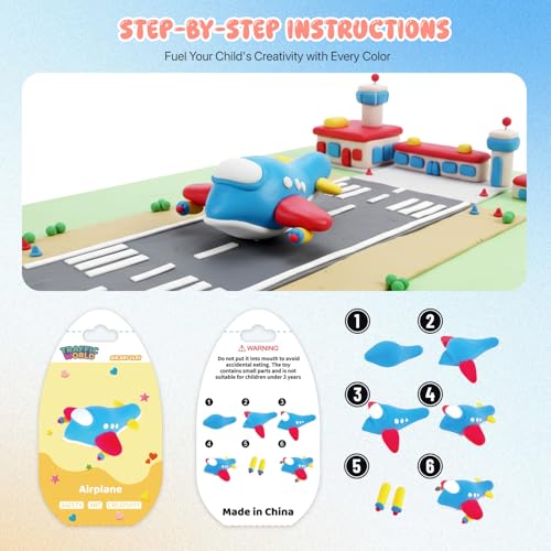 Air Dry Clay Kits for Kids - hittaty Traffic Model Magic Clay, 12 Boxes Molding Clay for Kids with Sculpting Tools and Tutorials, Safe, Soft & Non-Sticky DIY Arts and Crafts Gift for Boys & Girls