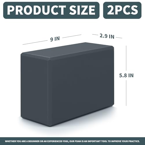 Yoga Blocks 2 Pcs, 9"x6"x3" Yoga Brick Foam Blocks EVA Foam Block Yoga Props Accessories for Yoga Pilates Stretching and Meditation - color: Grey