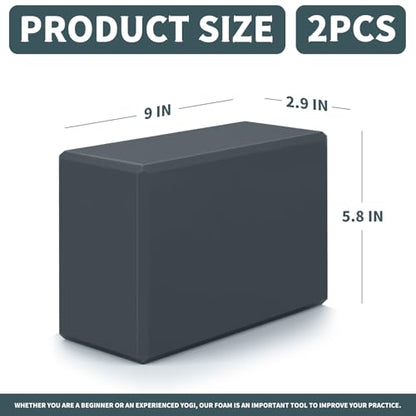 Yoga Blocks 2 Pcs, 9"x6"x3" Yoga Brick Foam Blocks EVA Foam Block Yoga Props Accessories for Yoga Pilates Stretching and Meditation - color: Grey