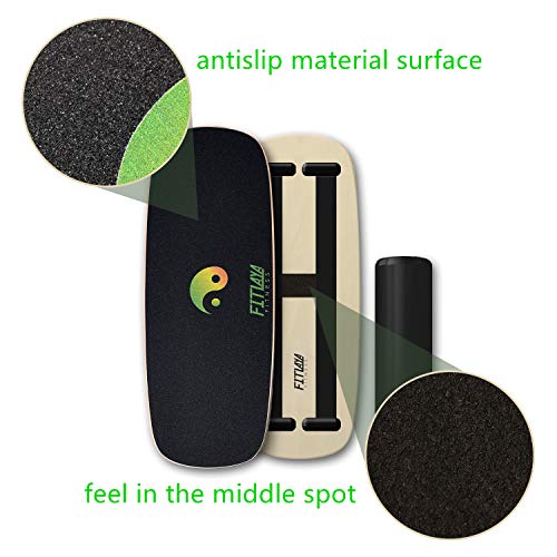 Fitlaya Fitness Balance Board Trainer Wooden Training Equipment for Fitness Workout, Hockey‎, Skateboarding, Surfing and Snowboarding - style: YING YANG