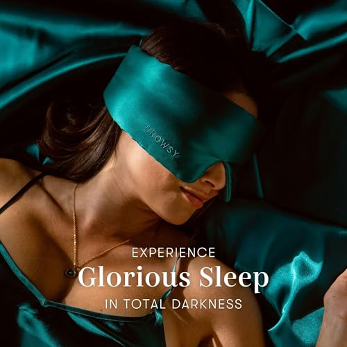 DROWSY Silk Sleep Mask - Face-Hugging, Padded Cocoon for Luxury Sleep in Total Darkness - 100% Pure Mulberry Silk (Green Sapphire) - color: Green Sapphire, size: 1 Count (Pack of 1)