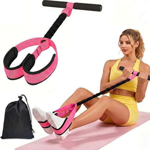 Pedal Resistance Bands with Handles, Upgrade Multi Function Pedal Training Band, 6-Tubes Natural Rubber Foot Pedal Resistance, Fitness Bands for Full Body, Abdomen, Waist, Arm, Leg - color: 핑크