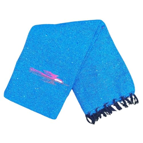 Open Road Goods Mexican Thunderbird Yoga Blanket, Handwoven Throw for Yoga, Meditation, and Home Décor – Versatile Blanket for Beach, Picnic, Camping, or Outdoor Use - color: Aqua Blue
