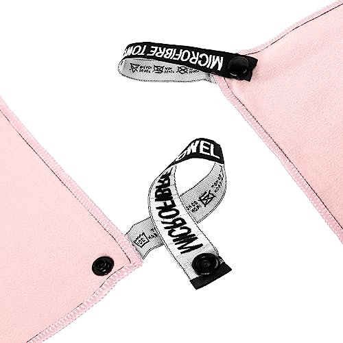 Microfiber Travel Towel, Quick Dry Camping & Gym Towel. Compact - color: Pink, size: S:16"×32"