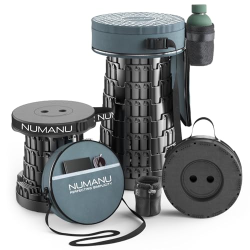 NUMANU Collapsible Stool for Adults, 3-in-1 Cushion + Bag, 620 lbs, Round | Heavy-Duty Telescoping Stool 2.5-18in, 3-in-1 Cushion Carry Bag + Drink Holder; Travel, Sports, Camping, Gardening - size: Round (Stool & 3IN1 Carry Bag)
