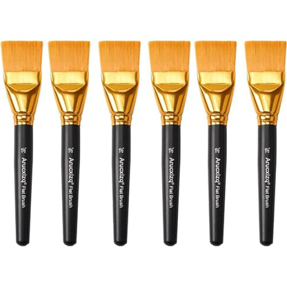 1 1/2 Inch Flat Paint Brushes 6Pcs - Large Acrylic, Oil & Watercolor Paint Brushes with Wooden Handle - Professional Artist Brush Set for Base Coating, Canvas, Crafts(6Pieces) - size: 6Pieces