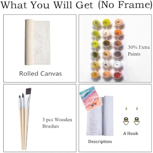 ZRIZQ Paint by Numbers Kit for Adults Beginner,Beach Scenery,16x20 | Full set with rich paints,wooden brushes,rolled canvas.Calming activity.Beginner friendly.Just open and paint. - color: 16"X20"Rolled Canvas-Beach 2