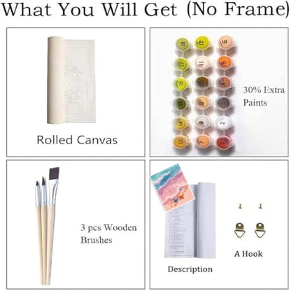 ZRIZQ Paint by Numbers Kit for Adults Beginner,Beach Scenery,16x20 | Full set with rich paints,wooden brushes,rolled canvas.Calming activity.Beginner friendly.Just open and paint. - color: 16"X20"Rolled Canvas-Beach 2