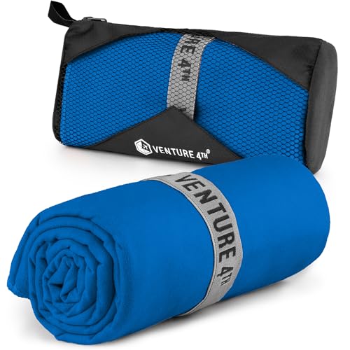 VENTURE 4TH Quick Dry Microfiber Towel for Camping & Gym - Blue Large - color: Blue, size: 60.00" x 31.50"