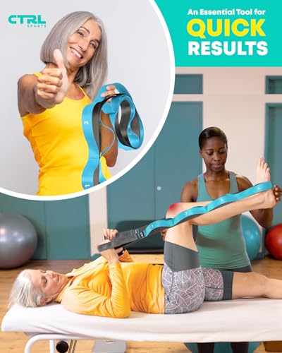 Stretching Strap with Loops, Non Elastic Stretch Band for Physical Therapy - color: blue