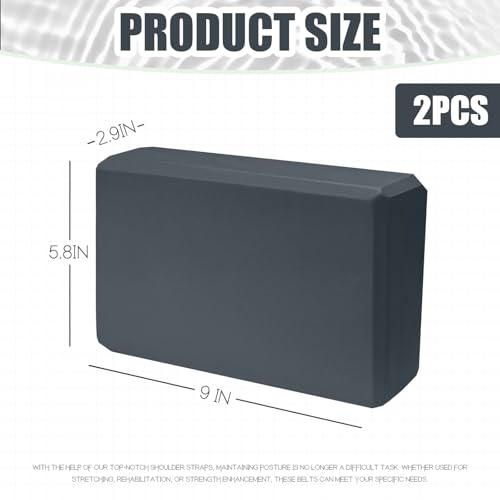 Septo 2 Pcs Yoga Blocks, 9x6x3 Inch Foam Blocks for Pilates - color: Grey