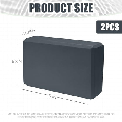Septo 2 Pcs Yoga Blocks, 9x6x3 Inch Foam Blocks for Pilates - color: Grey
