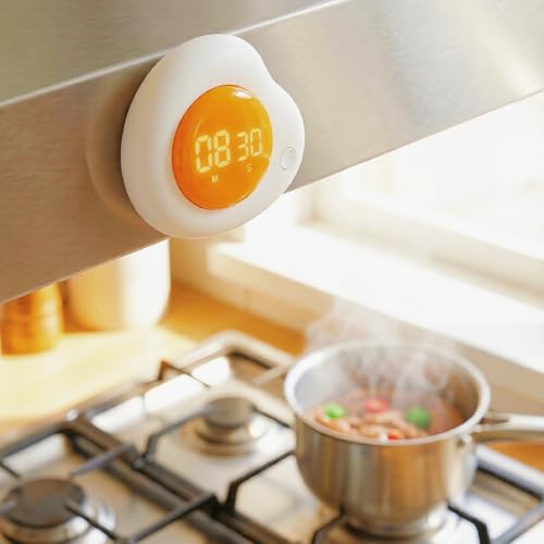 Egg-Shaped Kitchen Timer, Twist Dial Magnetic Kitchen Timers for Cooking, LCD Digital Display, Easy to Use, 180-minute Countdown Timers for Eggs, Bacon & Everyday Cooking